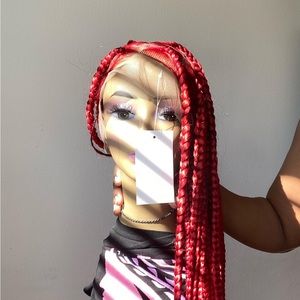 Handcrafted Large Knotless braids Full lace wig 38”